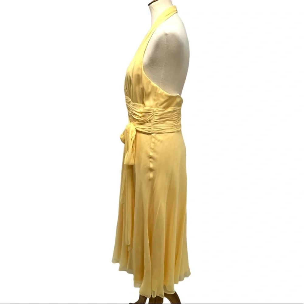 Maggy London Yellow Silk Halter Fit & Flare Dress_8